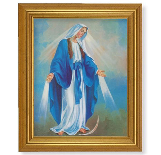 Our Lady of Grace Picture, 10"x12" Gold-Leaf Finished Classic Frame, Italian Print on Artboard # 27380
