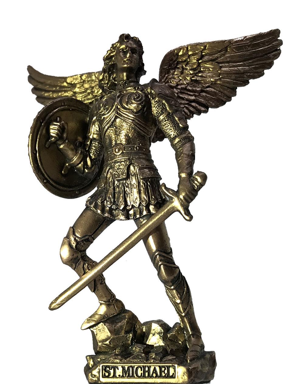 4" St. Michael Statue, Cold Cast Bronze, 2-Count Value Pack, # 2764