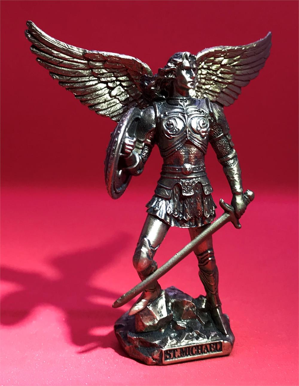 4" St. Michael Statue, Cold Cast Bronze, 2-Count Value Pack, # 2764||