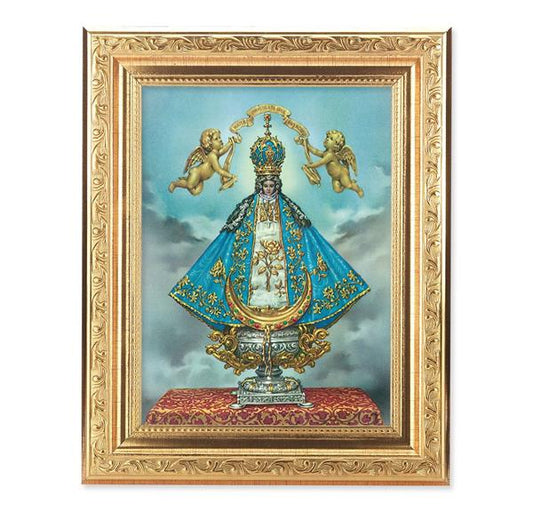 Virgen de San Juan Picture, 8-1/4"x10-1/4 Gold-Leaf Finish Acanthus Leaf Detail Under Glass # 27703
