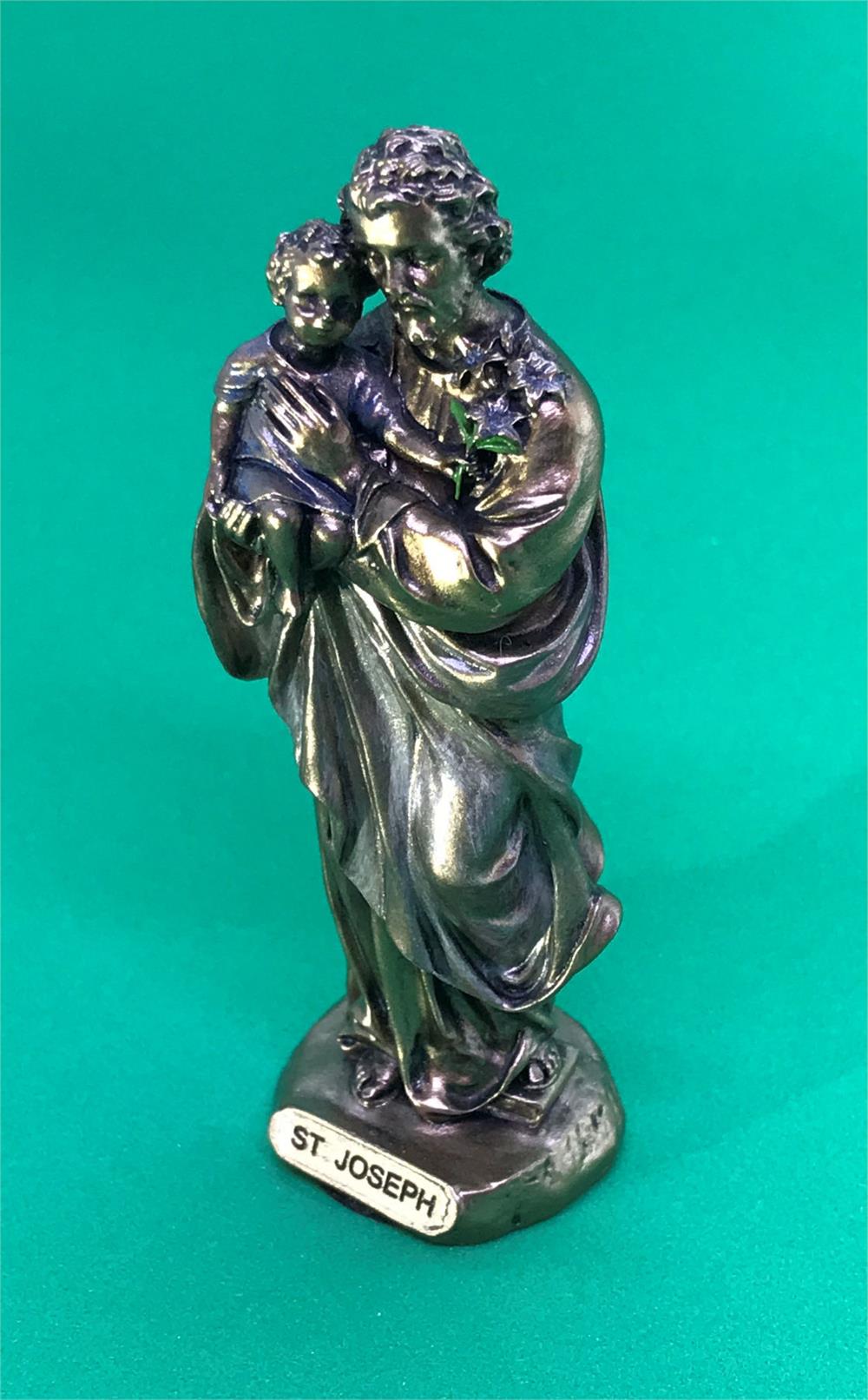 3.5" St. Joseph & Child Statues, Bronzed Resin, 2-Count Value Pack, # 2770|