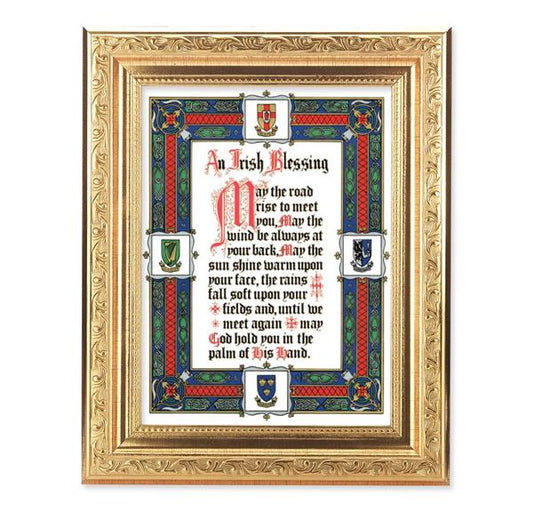 an Irish Blessing Picture, 8-1/4"x10-1/4 Gold-Leaf Finish Acanthus Leaf Detail Under Glass # 27758