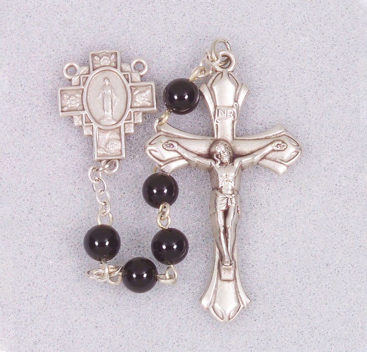 6mm Natural Stone Rosary, Black Onyx, # 89457