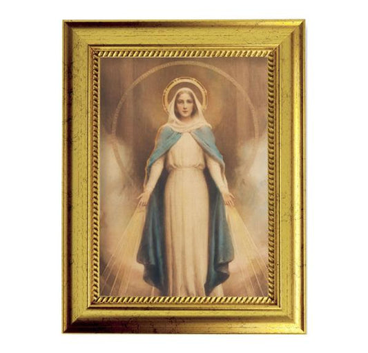 Chambers: Miraculous Mary 6-3/4"x8-3/4 Antique Gold Frame with Rope Detail Lip, Textured # 27966