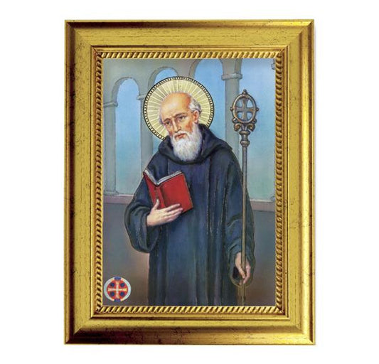 St. Benedict 6-3/4"x8-3/4 Antique Gold Frame with Rope Detail Lip, Textured # 27993