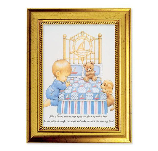 Little Boy at Prayer 6-3/4"x8-3/4 Antique Gold Frame with Rope Detail Lip, Textured # 28024