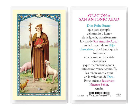 Oracion a San Antonio Abad, Estampas Sagradas Laminadas, Paquete de 25, #2804
