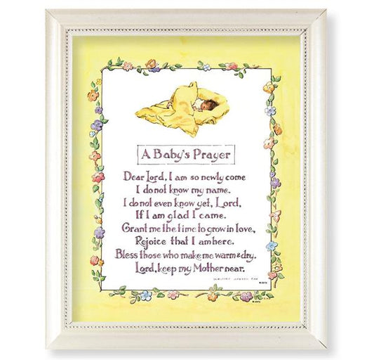 A Baby's Prayer Picture, Pearlized White 9-1/2"x11-1/2 Frame, Beaded Lip, Under Glass # 28104