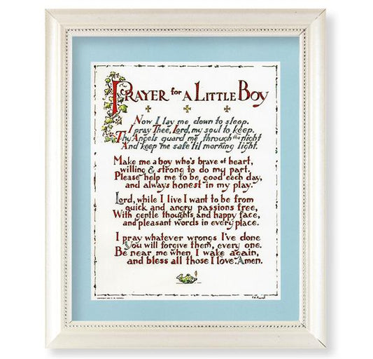 Prayer for a Baby Boy Picture, Pearlized White 9-1/2"x11-1/2 Frame, Beaded Lip, Under Glass # 28105