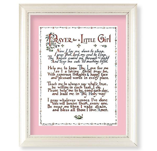 Prayer for a Baby Girl Picture, Pearlized White 9-1/2"x11-1/2 Frame, Beaded Lip, Under Glass # 28106