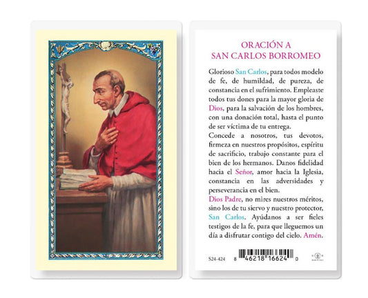 Oracion a San Carlos Borromeo, Estampas Sagradas Laminadas, Paquete de 25, #2814