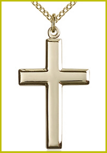 1-1/8" Plain Cross, 14kt Gold Filled, Your Choice of Chain, # 2826