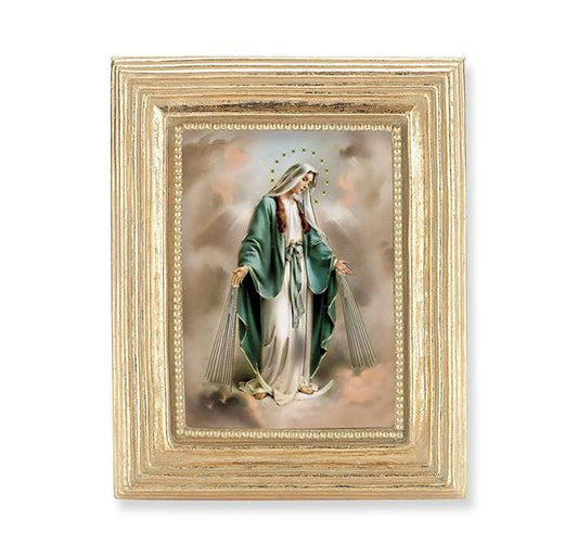 Our Lady of Grace Picture, Gold Finish 3-7/8"x4-3/4 Frame, Exclusive Gold Stamped Print Under Glass # 28325