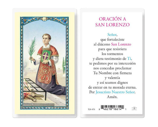 Oracion a San Lorenzo, Estampas Sagradas Laminadas, Paquete de 25, #2839