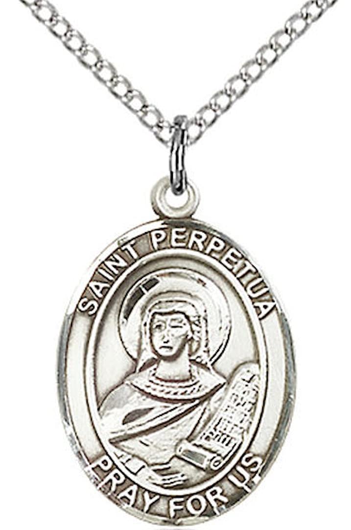 St. Perpetua Medal in Fine Pewter, 3/4" tall, Your Choice of Chain # 17192