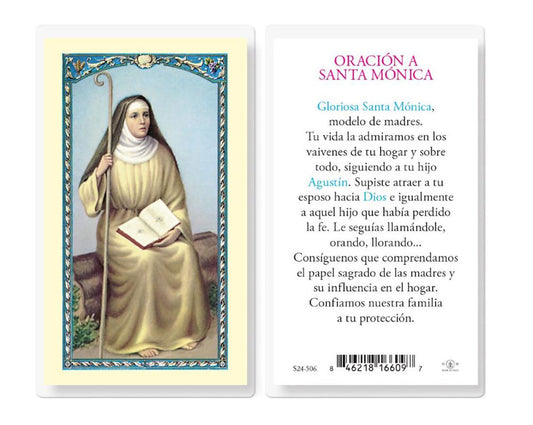 Oracion a Santa Monica, Estampas Sagradas Laminadas, Paquete de 25, #2844