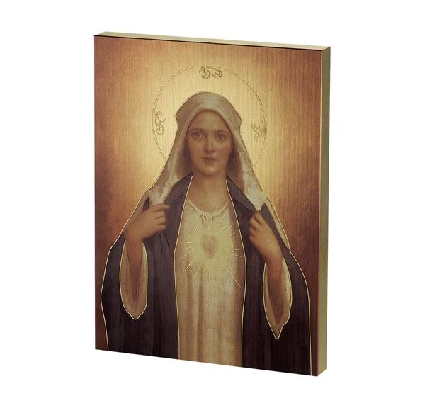 Chambers: Immaculate Heart of Mary Italian Color Artwork On 1" Thick Textured Woodboard, 7-1/2"x10" # 28493