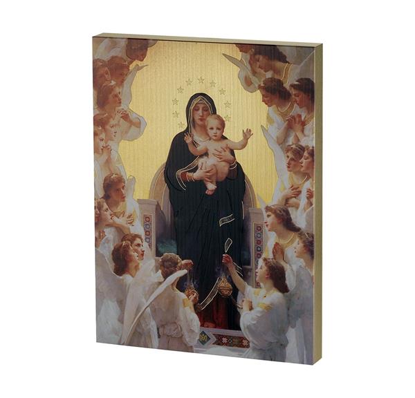 Bouguereau: Queen of Angels Italian Color Artwork On 1" Thick Textured Woodboard, 7-1/2"x10" # 28497