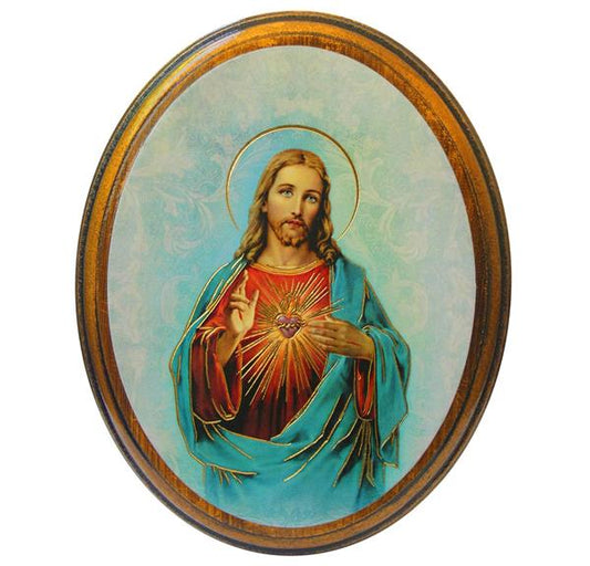 Sacred Heart in 4"x5" Oval Gold Embossed Wood Frame # 28517