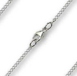 Curb Chain with Lobster Claw, approx. 1.7mm wide, 15" Light Rhodium Plate, # 8420