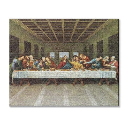 Davinci: Last Supper Print on Stretched Canvas, Mounted on 8"x10" Frame, Made in Italy # 28550