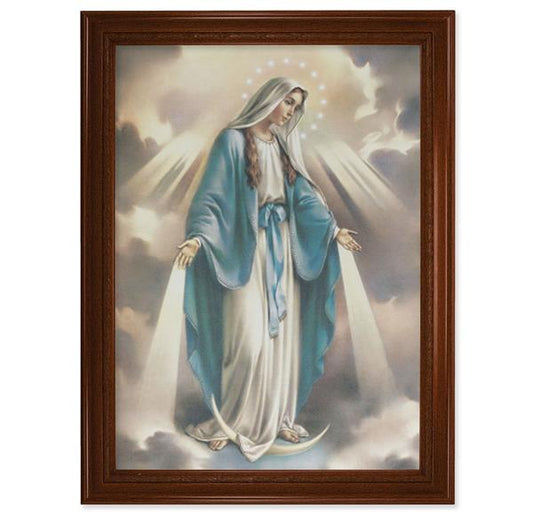 Our Lady of Grace Italian Print on Canvas, 24"x31" Walnut Finished Frame with Rope Detailing # 28559