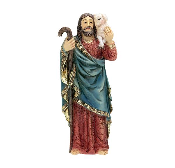 Good Shepherd 4" Cold Cast Resin Hand Painted Patron Saint Statue # 28564
