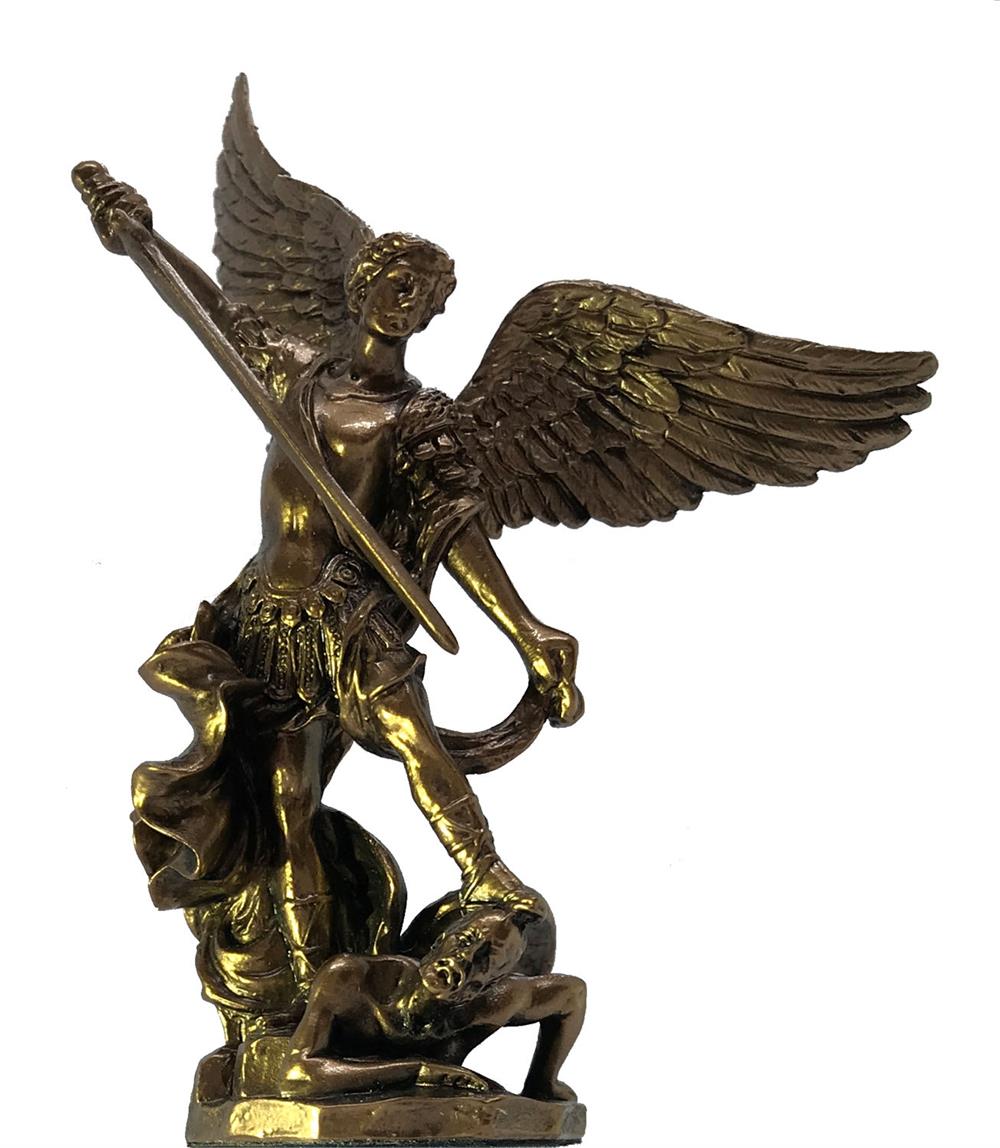 4" Cold Cast Bronzed Resin St. Michael w/ Devil Statue, 2-Count Value Pack, # 2864
