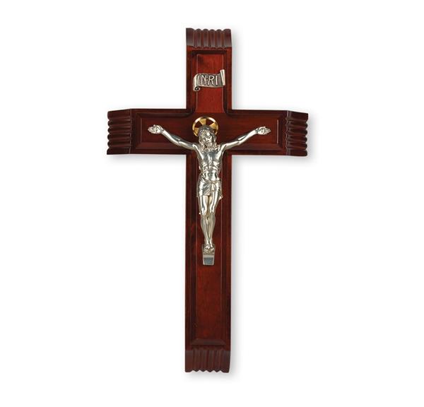 12" Dark Cherry Sick Call Crucifix Antique Finished 2-Tone Figure # 28664