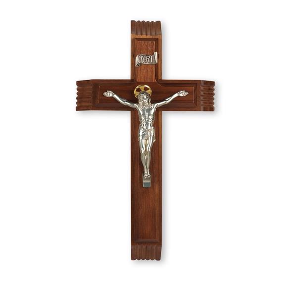 12" Walnut Sick Call Crucifix Antique Finished 2-Tone Figure # 28666