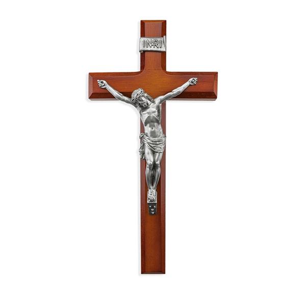 12" 2-Tone Wood Crucifix with Antique Pewter Figure # 28692