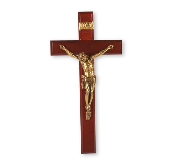 12" Dark Cherry Crucifix with Museum Gold Figure # 28694