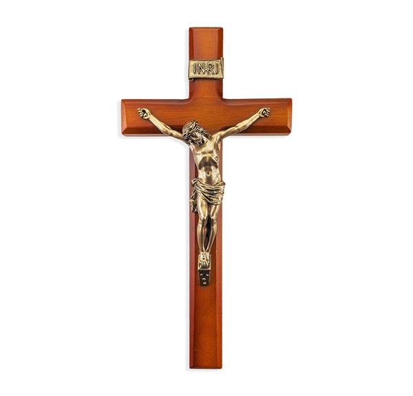 12" 2-Tone Wood Cross with Antique Gold Figure # 28697