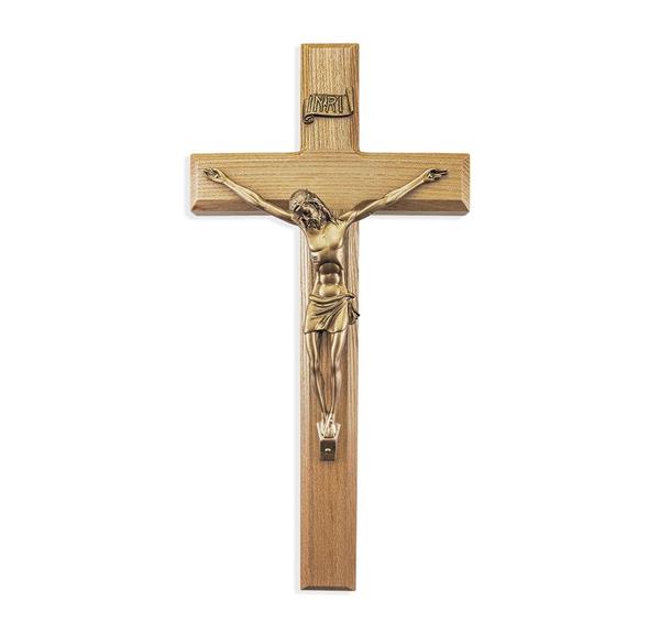 12" Walnut Crucifix with Museum Gold Figure # 28701