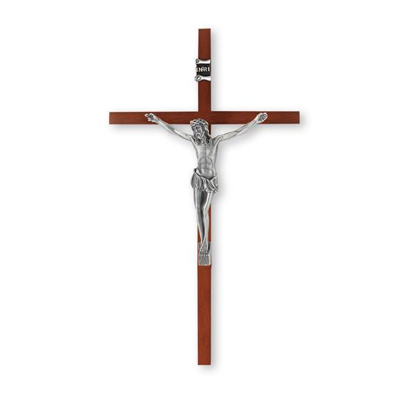 10" Wood Crucifix with Silver Corpus Gift Boxed # 28730