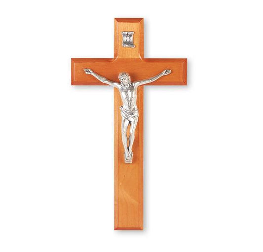 10" Cherry Wood Cross with Silver Corpus # 28740