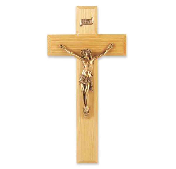 9" Oak Cross with Gold Corpus # 28753