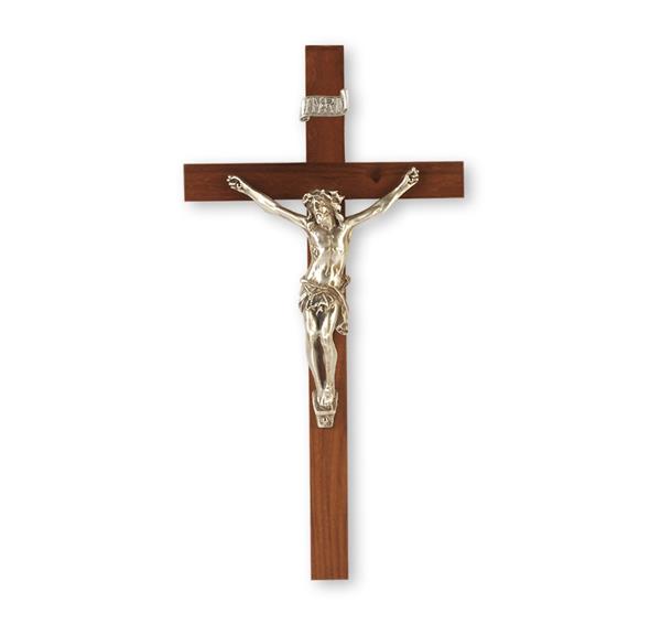 9" Walnut Cross W/FINE Pewter Corpus # 28760