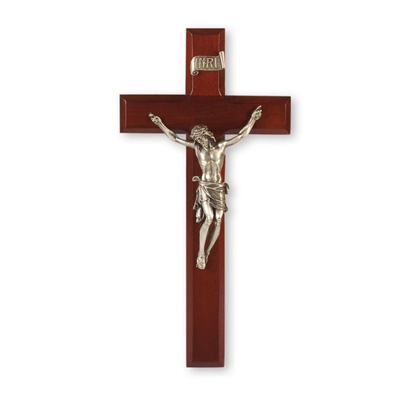 11" Dark Cherry Wood Cross with a Pewter Corpus # 28772