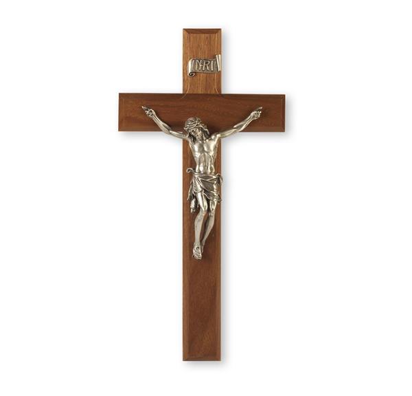 11" Walnut Cross with a Fine Pewter Corpus # 28773