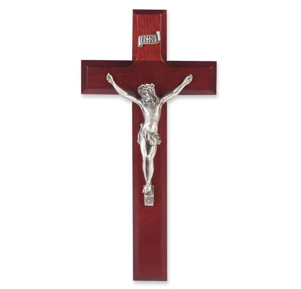 10" Dark Cherry Cross w/Fine Pewter Corpus # 28794