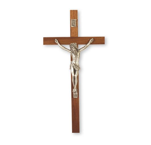 10" Walnut Cross W/Fine Pewter Corpus # 28804
