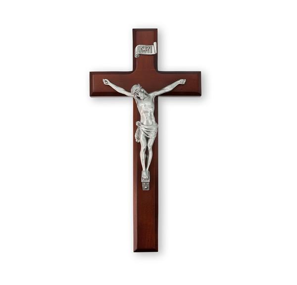 11" Dark Cherry Cross with Fine Pewter Corpus # 28810