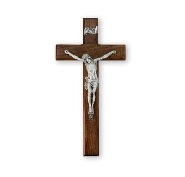 11" Walnut Cross with Fine Pewter Corpus # 28812