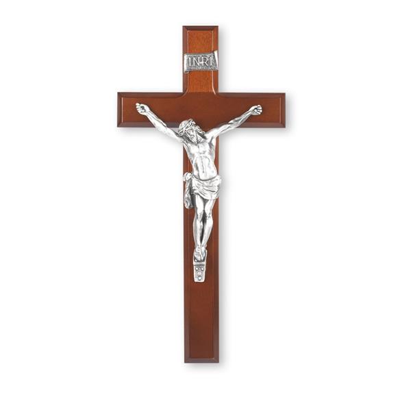 12" Dark Wood Cherry Wood Cross with Pewter Corpus # 28815