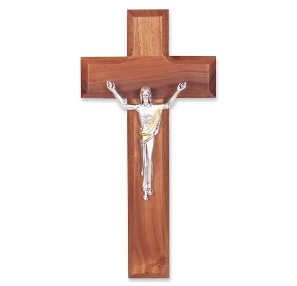 8" Walnut Cross with Silver Risen Christ # 28820