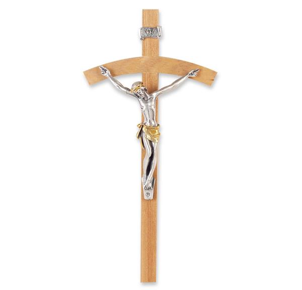 8" Oak Crucifix with a Silver Plated Corpus # 28826