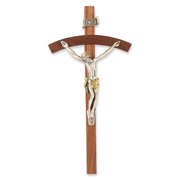 8" Walnut Cross with a Silver Plated Corpus # 28829