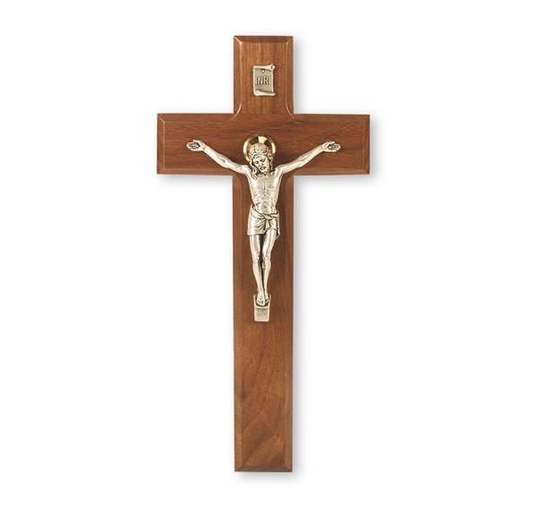 9" Walnut Cross W/Antique Silver Salerni Corpus # 28856