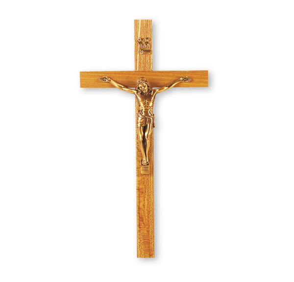 9" Oak Cross W/Museum Gold Corpus # 28862